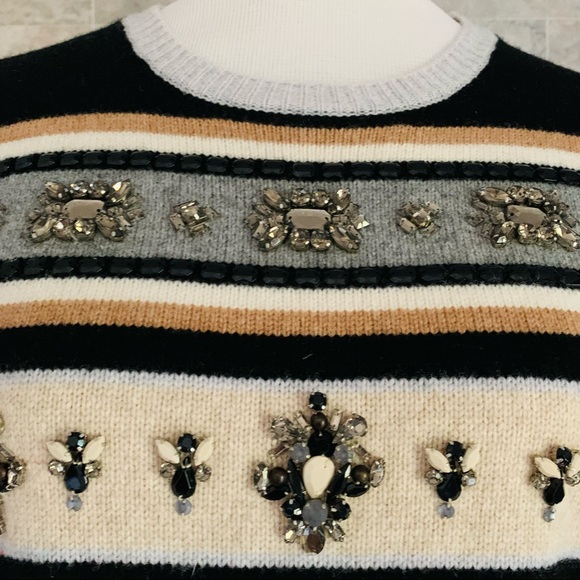 J. Crew Striped Jeweled Fair Isle Sweater - Picture 5 of 9